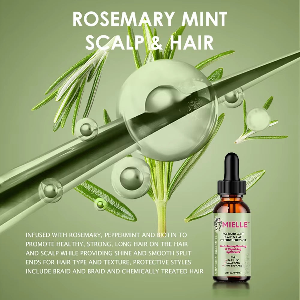 Hair Growth Essential Oil Rosemary Mint Hair Strengthening Oil Nourishing Treatment for Split Ends and Dry Organics Hair Care